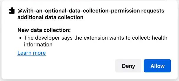 The prompt for requesting data collection permissions programmatically.