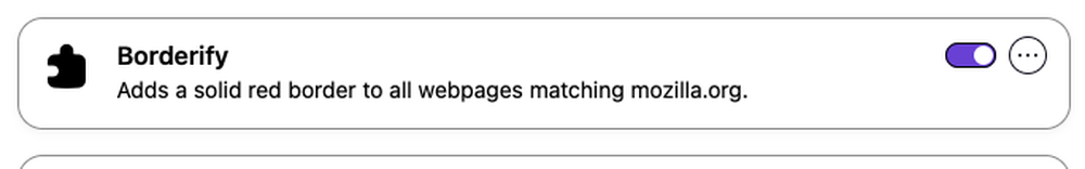 The Borderify extension listed in the Firefox Nova Add-ons Manager